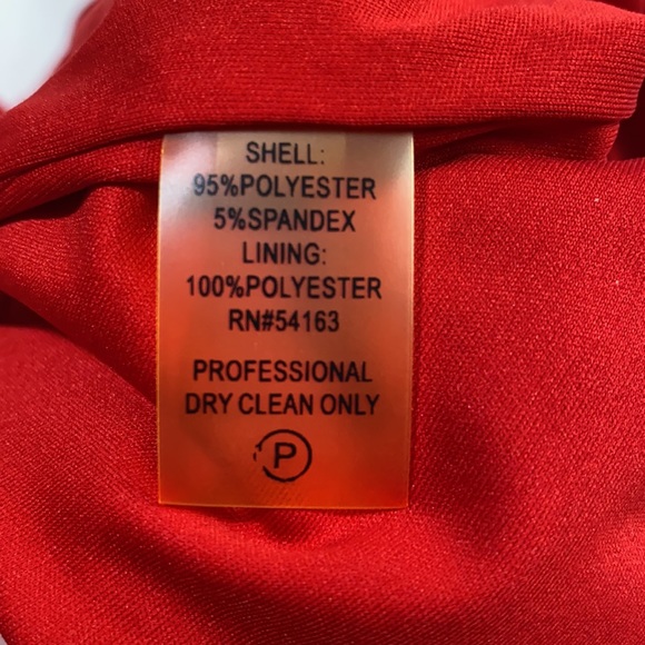 Ellen Tracy Wrap Dress, Red Dress, Faux Wrap Dress with 3/4 Sleeves, Lined - Picture 14 of 16